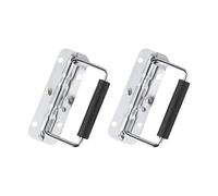 Lot de 2 poignées de caisse pliantes, loquet en métal à ressort avec poignée isolée en caoutchouc pour valises, boîtes à outils, mallettes d'instruments, noir argenté