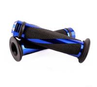 Lot de 2 poignées de guidon de moto en caoutchouc avec design antidérapant rayé pour absorption des vibrations et confort (bleu)