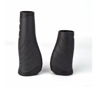 Lot de 2 poignées de guidon de vélo avec poignées longues et courtes, construction en caoutchouc et anneaux en alliage d'aluminium pour une utilisation fiable (noir long + court)