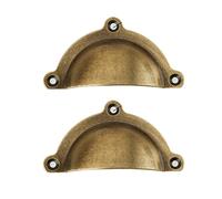 Lot de 2 poignées de meuble en Laiton Poignées de porte de placard Design en forme de coquille Boutons en cuivre massif Évider Tirettes pour tiroirs,armoires,commodes (Length 70mm,Bronze)