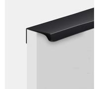 Lot de 2 poignées de placard dissimulées en alliage d'aluminium, poignées de tiroir en métal, poignée de penderie incurvée à languette, poignée de barre métallique en ligne (longueur 800 mm, noir)