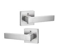 Lot de 2 poignées de porte carrées contemporaines Berlin Modisch, à levier unique, non rotatives, pour portes de placard ou portes-fenêtres, robu