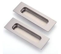 Lot de 2 poignées de porte coulissante encastrées de 12,1 cm en nickel brossé en acier inoxydable pour placard de cuisine, armoire, commode, porte de grange