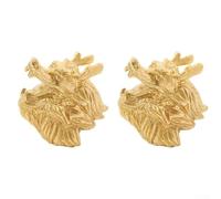 Lot de 2 poignées de porte d'armoire en laiton avec tête de dragon - 35 x 36 cm - Bouton décoratif de meubles avec plus pour motif (A)