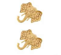 Lot de 2 poignées de porte décoratives en laiton avec tête d'éléphant pour armoires et portes avec savoir-faire détaillé (A)