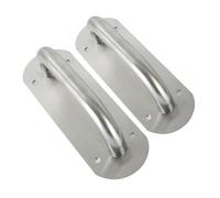 Lot de 2 poignées de porte en acier inoxydable robuste pour portes de grange, portes coupe-feu, garages et abris de jardin avec finition argentée brossée (ovales)