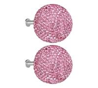 Lot de 2 poignées de porte en forme de boule de strass pailletés, 30 mm, en argile souple avec finition étincelante, comprend 5 tailles de vis pour une installation facile, blanc, rose