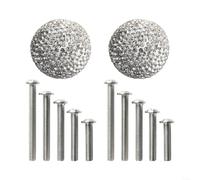 Lot de 2 poignées de porte en forme de boule en strass pour tiroirs d'armoire, avec argile douce et plusieurs longueurs de vis pour une utilisation (bleu lac)