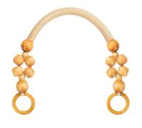 Lot de 2 poignées de portefeuille en perles de bois - Sangle de rechange en nylon - Jaune - 47 cm