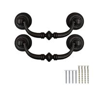 Lot de 2 poignées de tiroir - Style antique - Avec vis - Crochet - Rétro - Décoratives - 12,5 cm - Noir