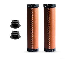 Lot de 2 poignées de vélo en cuir de vachette rétro avec alliage pour guidon standard de 78 mm, idéal pour différents vélos (marron)