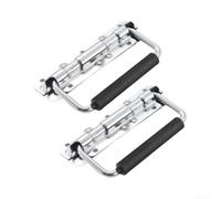 Lot de 2 poignées pliantes avec mécanisme à ressort et couvercle en caoutchouc pour caisses métalliques durables, valises, boîtes à outils (140 mm)