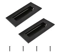 Lot de 2 poignées rectangulaires encastrées dissimulées, poignée de porte coulissante de conception intégrée avec vis, poignées d'armoire en acier inoxydable for poignées de tiroir de garde-robe (noir