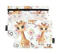 Lot de 2 poinçons entiers mignons avec yeux de girafes de dessin animé pour classeur avec fenêtre transparente pour salle de classe, fournitures scolaires et enseignants