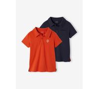 Lot de 2 polos garçon unis manches courtes orange 6A