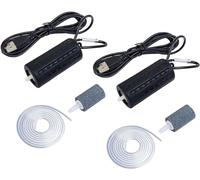 Lot de 2 pompes à air pour aquarium super silencieuses, mini USB, pompe à air à oxygène, pompe à air à économie d'énergie avec pierre à air et tube en silicone à sortie unique 1 W