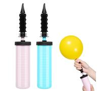 Lot de 2 pompes à ballons à main pour décoration de mariage, d'anniversaire, de fête, bleu et rose