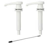 Lot de 2 pompes à sirop pour sirop Monin 0,7 l - Distributeur en verre - Pompe doseuse pour 10 ml + 1 brosse de nettoyage ZZ-Clan gratuite compatible avec le tube montant