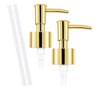 Lot de 2 pompes de rechange dorées pour distributeur de savon - Pompe à savon pour lotion et bouteilles en verre ordinaires - Pompe de rechange pour distributeur de savon (diamètre standard 28/400)