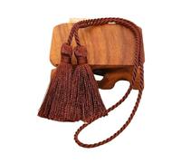 Lot de 2 pompons à double franges en polyester pour rideaux, loisirs créatifs, couture, marque-page (café rouge)