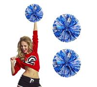 Lot de 2 Pompons de Cheerleader en Métal Bleu Brillant et Argenté pour Événements Sportifs et Compétitions
