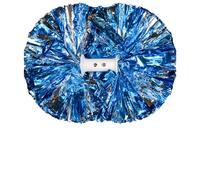 Lot de 2 pompons de pom-pom girl professionnels de 12,7 cm - Fleurs à main avec poignée - Pompons de danse pour compétitions et spectacles - Groupes de danse - Bleu lac + argent