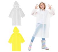 Lot de 2 poncho de pluie imperméable pour enfant - Protection contre la pluie - Réutilisable - Pour vélo, Disney, randonnée, cyclisme, voyage, Blanc + Jaune,taille unique