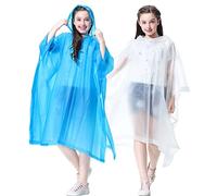 Lot de 2 ponchos de pluie réutilisables en EVA avec capuche pour filles et garçons de 6 à 14 ans