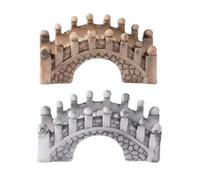 Lot de 2 ponts d'arche miniatures en pierre gris et marron - Ornements de jardin féérique pour maison de poupée, aquarium, pelouse, terrasse et micro paysage, accessoires de jardin féérique pour