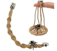 Lot de 2 ponts et balançoires en corde d'araignée sautante, corde en coton naturel faite à la main, accessoires d'escalade de montage magnétique pour enclos d'araignée de taille moyenne, pour