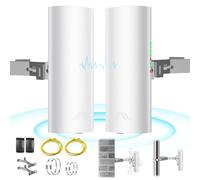 Lot de 2 ponts sans fil 5,8 G avec pôle/support mural - Étendez l'Internet Starlink au point d'accès extérieur, extension Wi-Fi Starlink point à point avec adaptateur PoE, indice d'étanchéité IP65