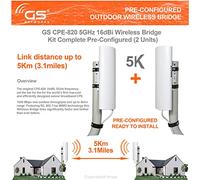 Lot de 2 ponts sans fil 5 GHz pré-configurés - Longue portée P2P 5 km