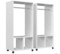 Lot de 2 portants à vêtements - HOMCOM - Bois - 60x40x128cm - Blanc