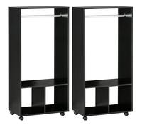 Lot de 2 portants à vêtements - HOMCOM - Bois - 60x40x128cm - Noir