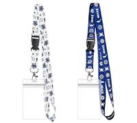 Lot de 2 Porte-Badge avec Cordon de Croisère, Étui de Carte Imperméable Transparent et Tour de Cou Détachable pour Cartes de Bateau, Bureau et École (Blanc, Bleu Foncé)