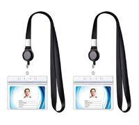 Lot de 2 porte-badges Avec Porte Carte Transparent, 1 Ensemble Comprend Cordon, porte badge, pour Carte de Visite, Carte
