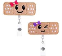 Lot de 2 porte-badges d'infirmière rétractables avec pince crocodile - Cordon rétractable de 66 cm - Fournitures scolaires de bureau, badges d'identification - Marron