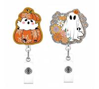 Lot de 2 porte-badges drôles avec pince crocodile pivotante - Enrouleurs de badges rétractables à paillettes pour infirmière, médecin, assistant, cadeaux, accessoires, employés de bureau, personnel