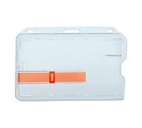 Lot de 2 porte-badges horizontaux en plastique rigide robuste avec languette d'extraction rouge - Accès facile - Étui de protection transparent pour cartes de crédit standard Specialist ID