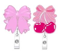 Lot de 2 porte-badges rétractables en acrylique avec nœuds pour porte-badge