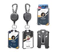 Lot de 2 porte-badges rétractables et mousqueton robuste avec cordon rétractable en acier de 81,3 cm, 255,1 g
