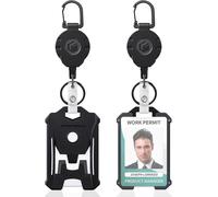 Lot De 2 Porte Badges Robuste Étui Vertical En Plastique Dur Avec Fenêtre Transparente Et Clip Serré Porte Carte Navigo Stable Pour Bureau École Cartes D'identité Cartes De Crédit