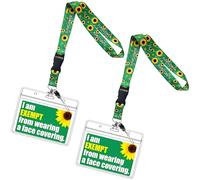 Lot de 2 porte-badges Sunflower avec cordon, lanière discrète pour handicap invisible, badge holder, porte-carte d'identité avec tour de cou, adapté voyage, aéroport, supermarché, hôpital