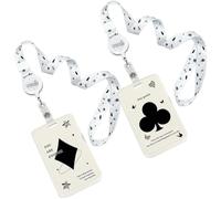 Lot de 2 porte-badges sur le thème du poker avec lanière rétractable pour cartes d'identité, de crédit, d'étudiant, photo (noir poker B)