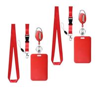 Lot de 2 porte-badges verticaux avec cordon tour de cou amovible et bobine rétractable