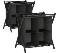 Lot de 2 porte-bagages avec rangement, supports de valises pliables pour chambre d'amis, chambre à coucher, hôtel, jusqu'à 54,4 kg, noir