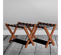 Lot de 2 Porte-Bagages d'hôtel Pliables en Bois Massif, Porte-Bagages à Deux Niveaux avec étagère à Chaussures, Porte-valises pour Chambre à Coucher, 70 x 43 x 50 cm, ma