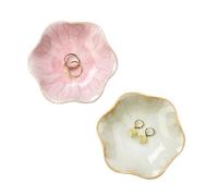Lot de 2 porte-bagues en forme de feuille de lotus, petit bol à clés, plateau à bijoux en céramique pour maman, amie, sœur, tous les bijoux ne sont pas inclus. Rose + vert clair