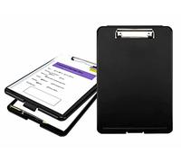 [Lot de 2] Porte-bloc avec Compartiment de Rangement, A4 Support De Papier Clip De Rangement Conseil, PP Presse-papiers Dossier Pliable, Robuste et Léger Planchettes Fichier, Noir TKD8052-black-2X