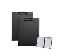 Lot de 2 porte-blocs pliables, 22,9 x 31,8 cm, étanches, format A4 ou A3, porte-bloc avec deux clips métalliques, support horizontal et vertical (noir)